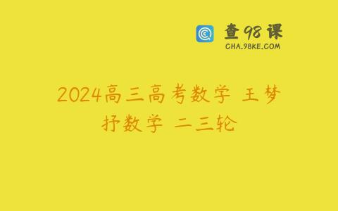 2024高三高考数学 王梦抒数学 二三轮