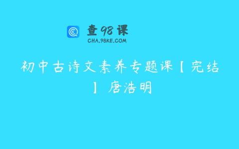 初中古诗文素养专题课【完结】 唐浩明