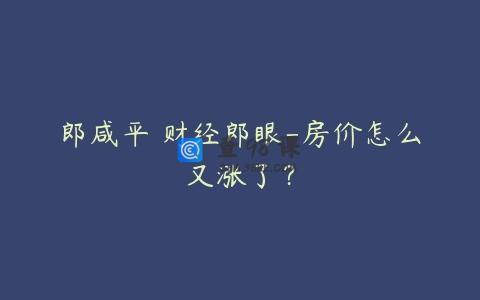 郎咸平 财经郎眼-房价怎么又涨了？