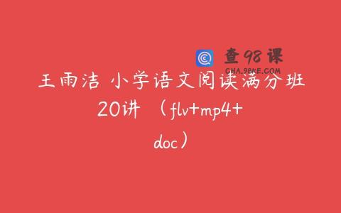 王雨洁 小学语文阅读满分班20讲 （flv+mp4+doc）