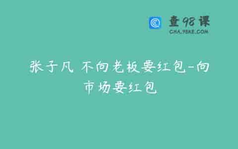 张子凡 不向老板要红包-向市场要红包
