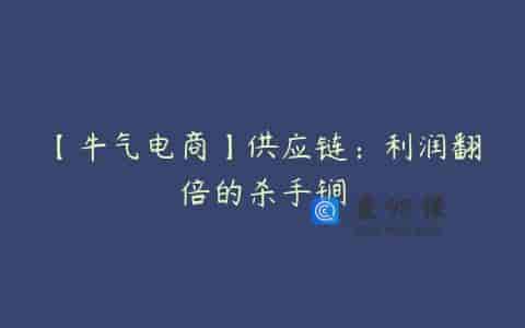 【牛气电商】供应链：利润翻倍的杀手锏