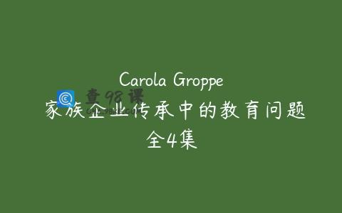 Carola Groppe 家族企业传承中的教育问题全4集