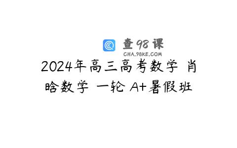 2024年高三高考数学 肖晗数学 一轮 A+暑假班
