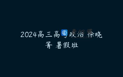 2024高三高考政治 徐晓箐 暑假班