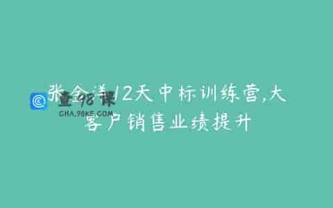 张金洋12天中标训练营,大客户销售业绩提升