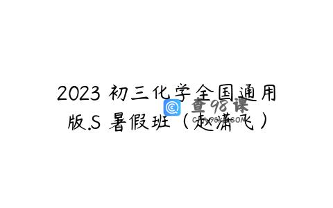 2023 初三化学全国通用版.S 暑假班（赵潇飞）