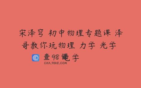 宋泽穹 初中物理专题课 泽哥教你玩物理 力学 光学 电学