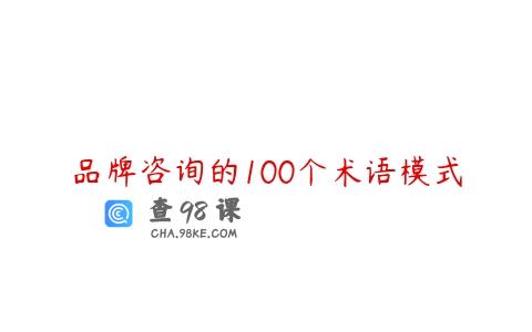 品牌咨询的100个术语模式