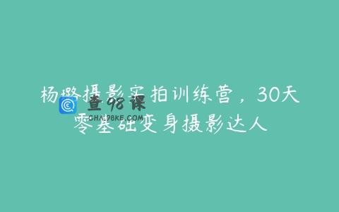 杨璐摄影实拍训练营，30天零基础变身摄影达人
