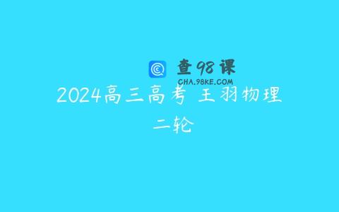 2024高三高考 王羽物理 二轮