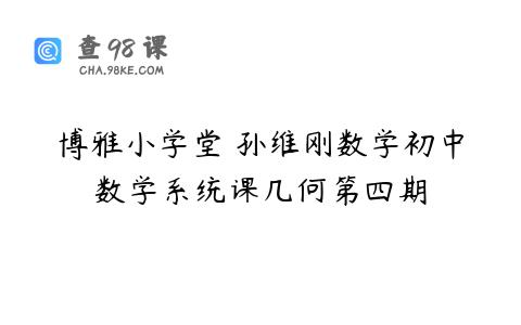 博雅小学堂 孙维刚数学初中数学系统课几何第四期