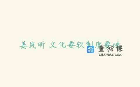 姜岚昕 文化要软制度要硬