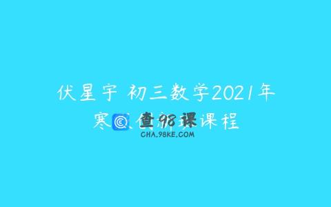 伏星宇 初三数学2021年寒假创新班课程