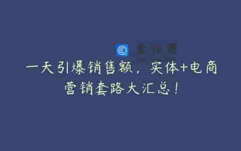 一天引爆销售额，实体+电商营销套路大汇总！
