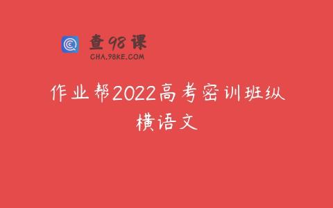 作业帮2022高考密训班纵横语文