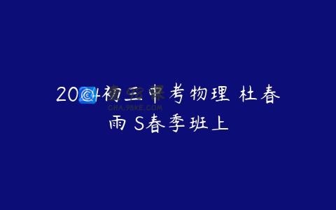 2024初三中考物理 杜春雨 S春季班上