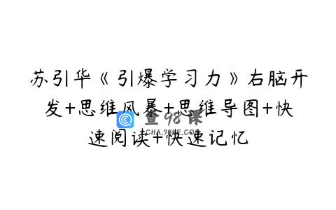 苏引华《引爆学习力》右脑开发+思维风暴+思维导图+快速阅读+快速记忆