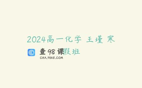 2024高一化学 王瑾 寒假班