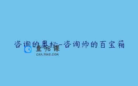 咨询的奥秘-咨询师的百宝箱