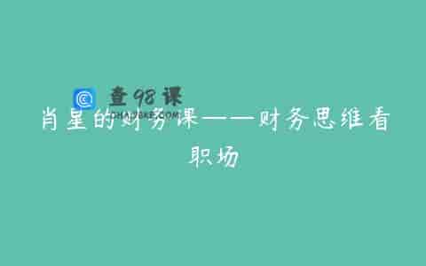 肖星的财务课——财务思维看职场
