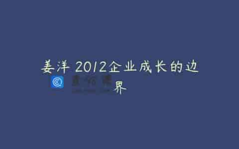 姜洋 2012企业成长的边界
