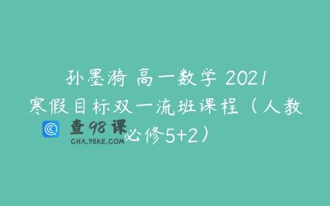 孙墨漪 高一数学 2021寒假目标双一流班课程（人教必修5+2）