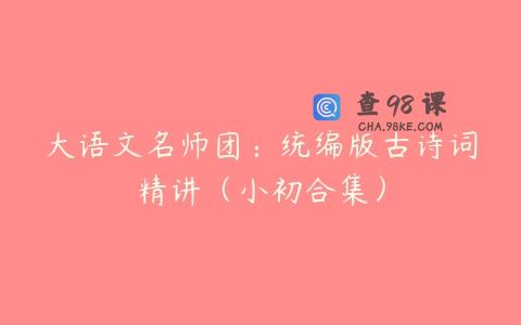 大语文名师团：统编版古诗词精讲（小初合集）
