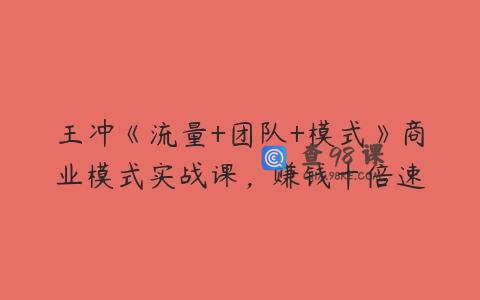 王冲《流量+团队+模式》商业模式实战课，赚钱十倍速