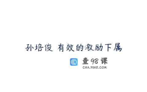 孙培俊 有效的激励下属