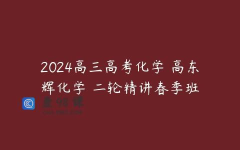 2024高三高考化学 高东辉化学 二轮精讲春季班