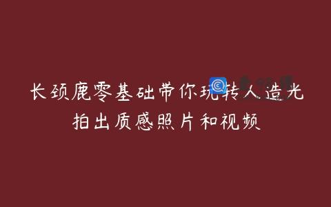 长颈鹿零基础带你玩转人造光拍出质感照片和视频