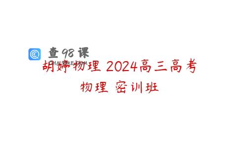 胡婷物理 2024高三高考物理 密训班