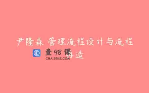 尹隆森 管理流程设计与流程再造