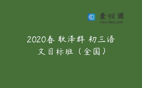 2020春 耿泽群 初三语文目标班（全国）