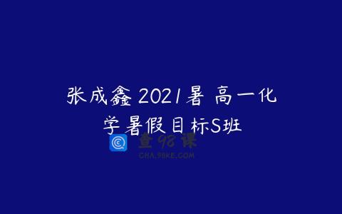 张成鑫 2021暑 高一化学暑假目标S班