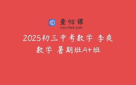 2025初三中考数学 李爽数学 暑期班A+班