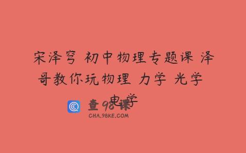 宋泽穹 初中物理专题课 泽哥教你玩物理 力学 光学 电学