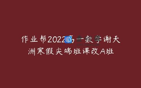 作业帮2022高一数学谢天洲寒假尖端班课改A班