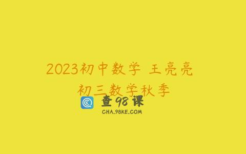 2023初中数学 王亮亮 初三数学秋季