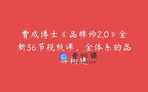 曹成博士《品牌师2.0》全新36节视频课，全体系的品牌构建