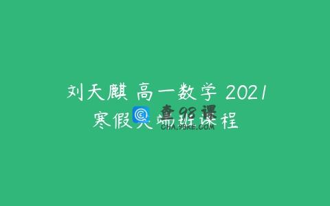 刘天麒 高一数学 2021寒假尖端班课程