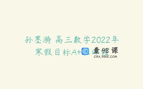 孙墨漪 高三数学2022年寒假目标A+班课程