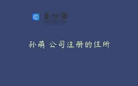 孙萌 公司注册的住所