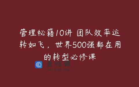管理秘籍10讲 团队效率运转如飞，世界500强都在用的转型必修课