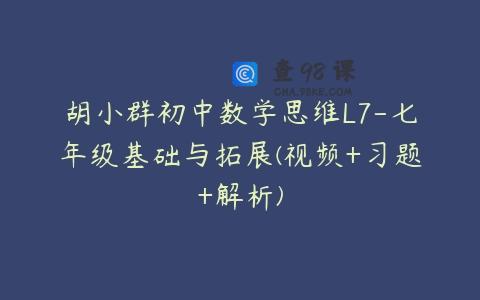胡小群初中数学思维L7-七年级基础与拓展(视频+习题+解析)