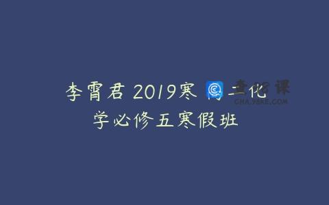 李霄君 2019寒 高二化学必修五寒假班