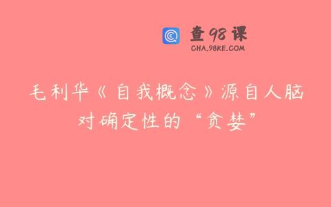 毛利华《自我概念》源自人脑对确定性的“贪婪”