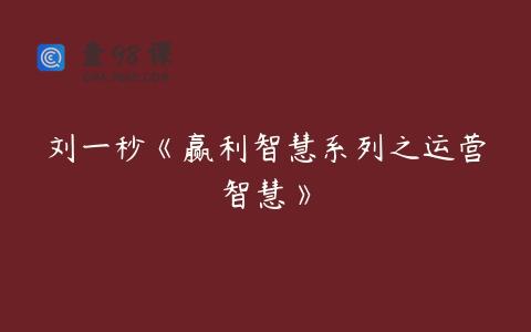 刘一秒《赢利智慧系列之运营智慧》