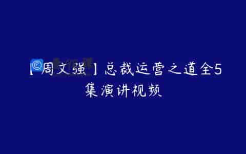 【周文强】总裁运营之道全5集演讲视频